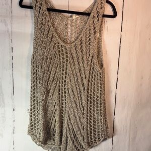 Eileen Fisher Taupe Knit Tank Top. Hand knit with Italian yarn